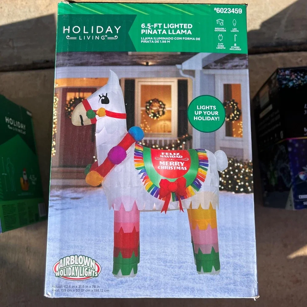 Holiday Living 6.5ft Piñata Llama Lighted Christmas Airblown Inflatable Yard NEW